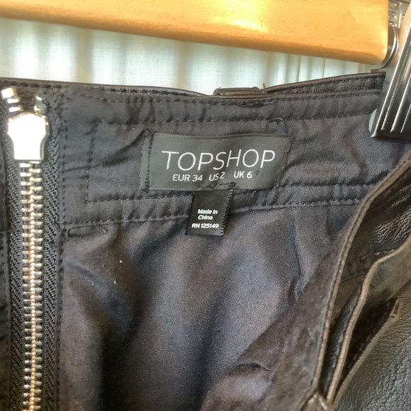Topshop Faux Leather Black Biker Mini Skirt Size 2 - Picture 5 of 8